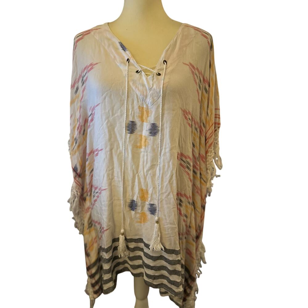 Coconut Milk Handmade Bohemian Oversized Kaftan, Size Medium